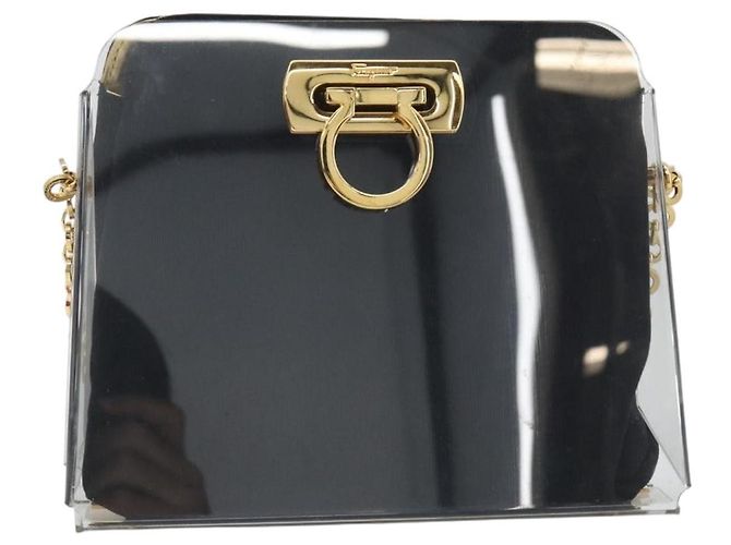 Salvatore Ferragamo Gancini Chain Shoulder Bag plastic Clear Gold - vista 2