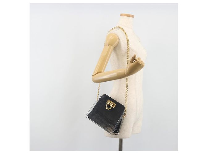 Salvatore Ferragamo Gancini Chain Shoulder Bag plastic Clear Gold - vista 20