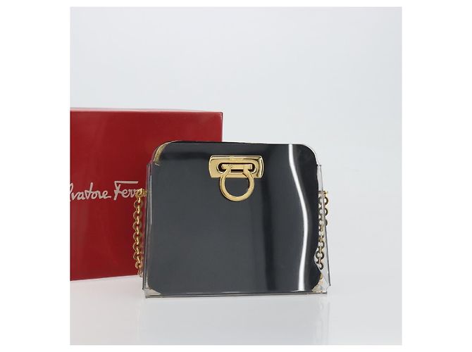 Salvatore Ferragamo Gancini Chain Shoulder Bag plastic Clear Gold - vista 21