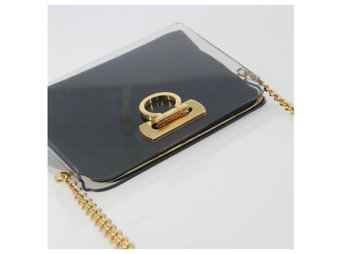 Salvatore Ferragamo Gancini Chain Shoulder Bag plastic Clear Gold - vista 6