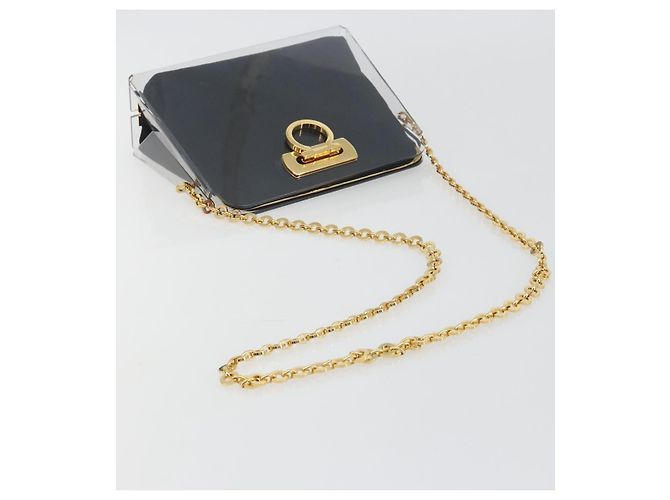 Salvatore Ferragamo Gancini Chain Shoulder Bag plastic Clear Gold - vista 7