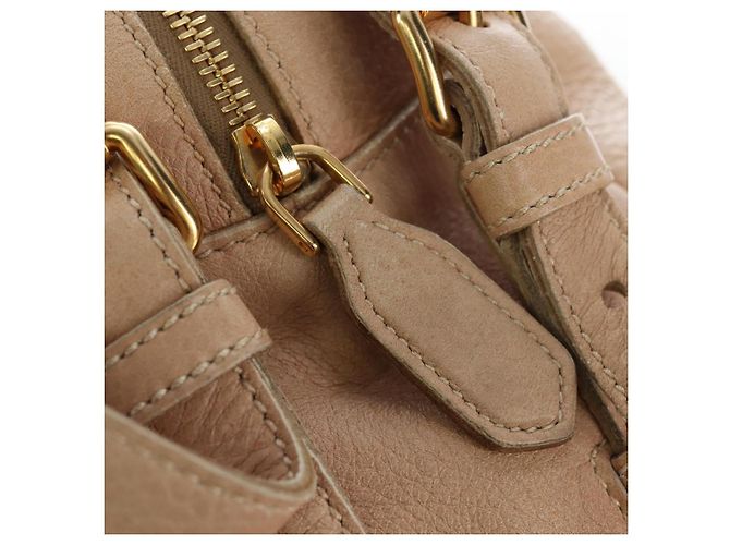PRADA Tote Bag Leather Beige Gold Tone - vista 20