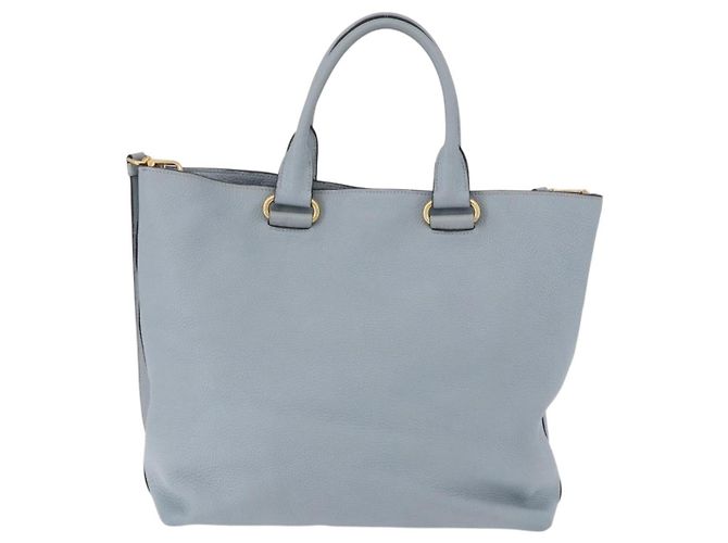 PRADA Tote Bag Leather 2way Light Blue Gold - vista 3