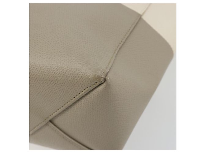 Céline CELINE Vertical Cabas Small Hand Bag Calf Skin 2way White Gray gold - vista 12