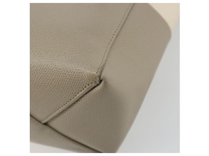 Céline CELINE Vertical Cabas Small Hand Bag Calf Skin 2way White Gray gold - vista 14