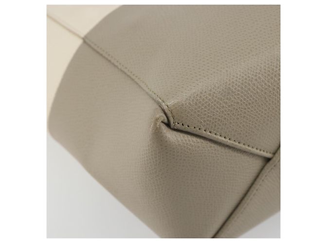 Céline CELINE Vertical Cabas Small Hand Bag Calf Skin 2way White Gray gold - vista 15
