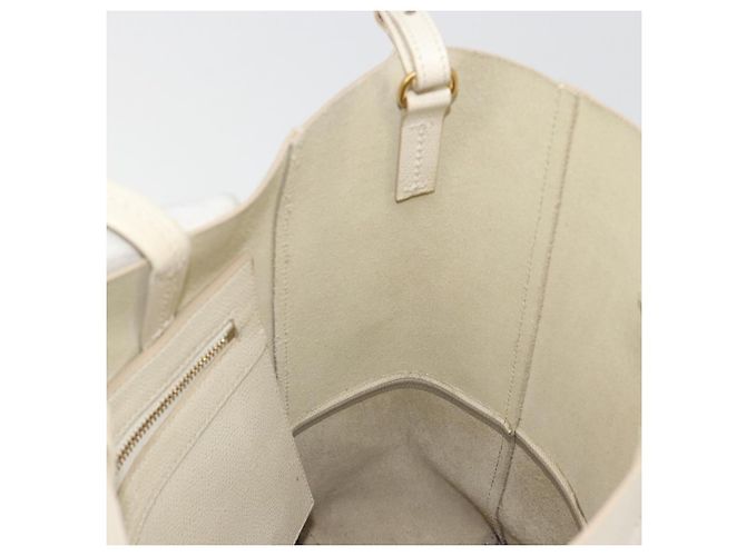 Céline CELINE Vertical Cabas Small Hand Bag Calf Skin 2way White Gray gold - vista 18