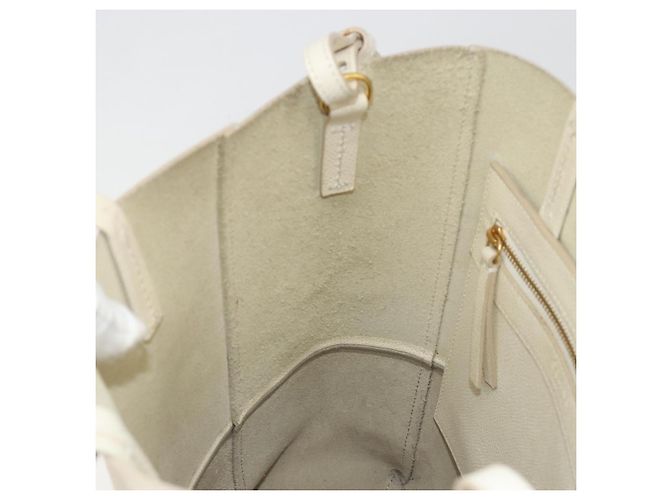 Céline CELINE Vertical Cabas Small Hand Bag Calf Skin 2way White Gray gold - vista 19