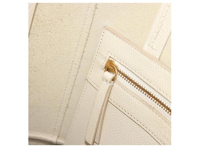 Céline CELINE Vertical Cabas Small Hand Bag Calf Skin 2way White Gray gold - vista 20