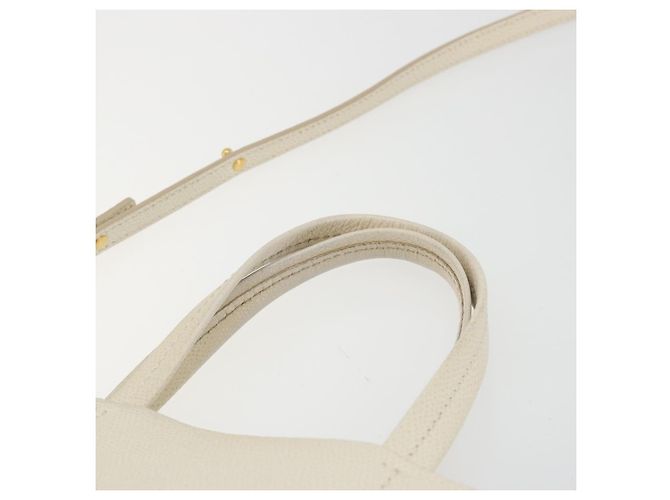 Céline CELINE Vertical Cabas Small Hand Bag Calf Skin 2way White Gray gold - vista 8