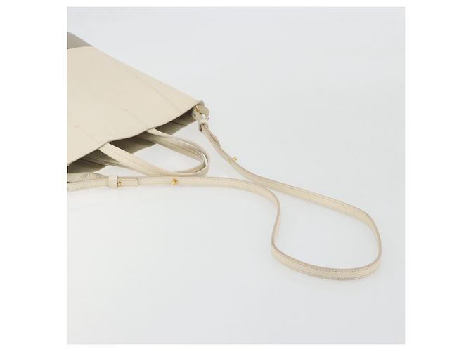 Céline CELINE Vertical Cabas Small Hand Bag Calf Skin 2way White Gray gold - vista 9
