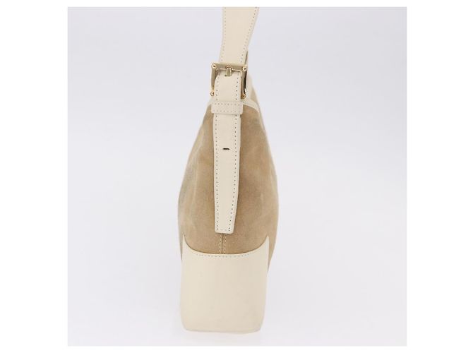 LOEWE Anagram Shoulder Bag Suede Beige Gold Tone - vista 4