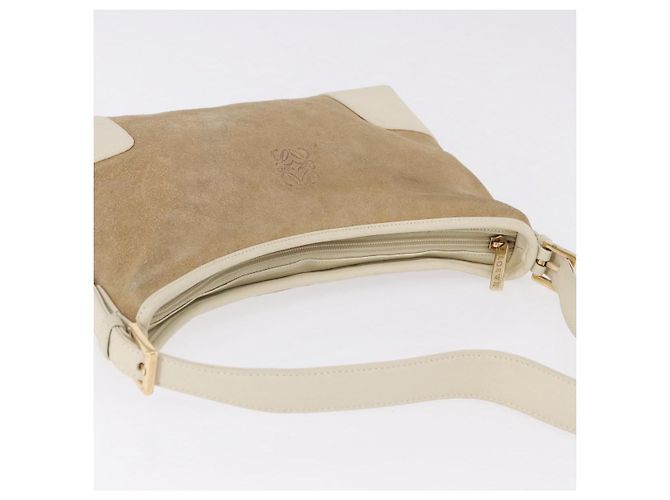 LOEWE Anagram Shoulder Bag Suede Beige Gold Tone - vista 6