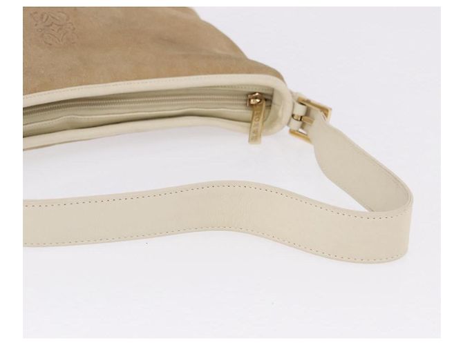 LOEWE Anagram Shoulder Bag Suede Beige Gold Tone - vista 7