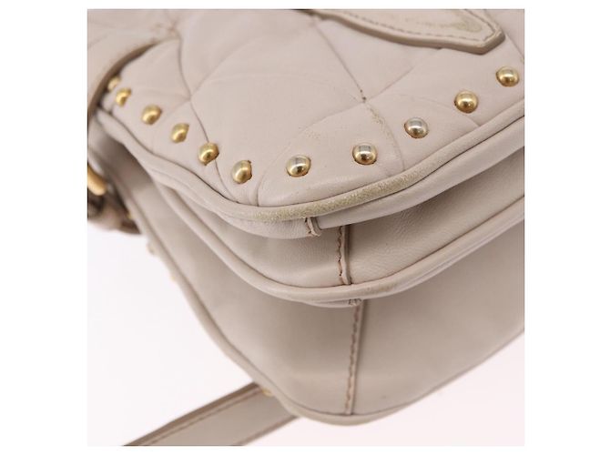 Miu Miu Chain Shoulder Bag Leather Beige Gold Tone - vista 13