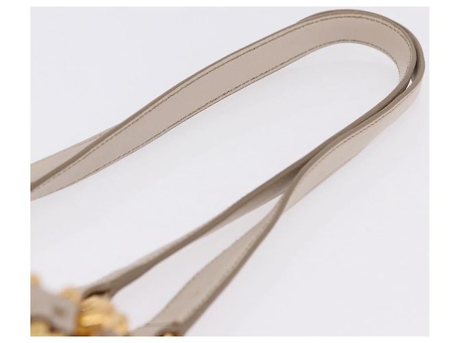 Miu Miu Chain Shoulder Bag Leather Beige Gold Tone - vista 9