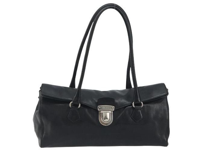 PRADA Schultertasche Leder Schwarz Silber - Ansicht 2