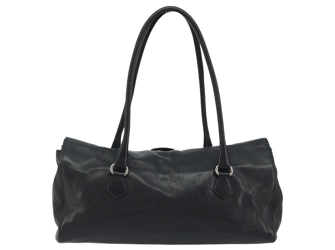 PRADA Schultertasche Leder Schwarz Silber - Ansicht 3