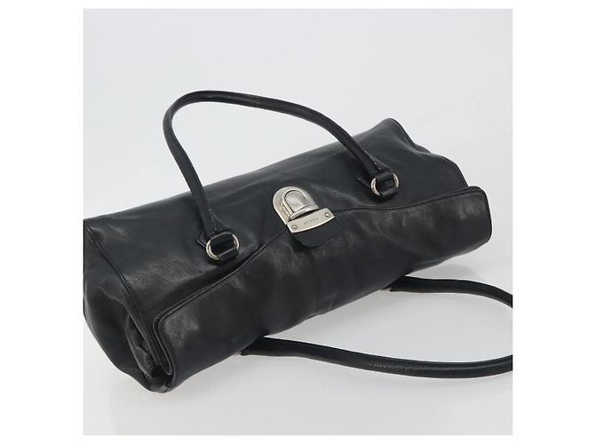PRADA Schultertasche Leder Schwarz Silber - Ansicht 6