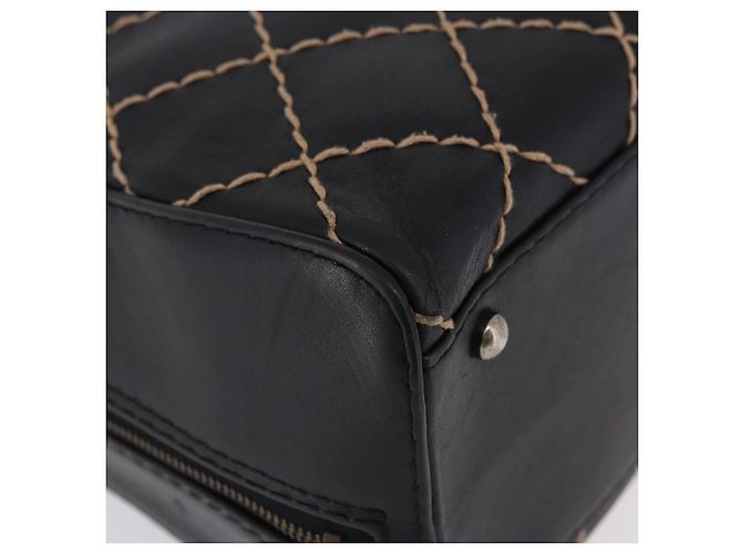 CHANEL Wild Stitch Hand Bag Leder Schwarz CC - Ansicht 10