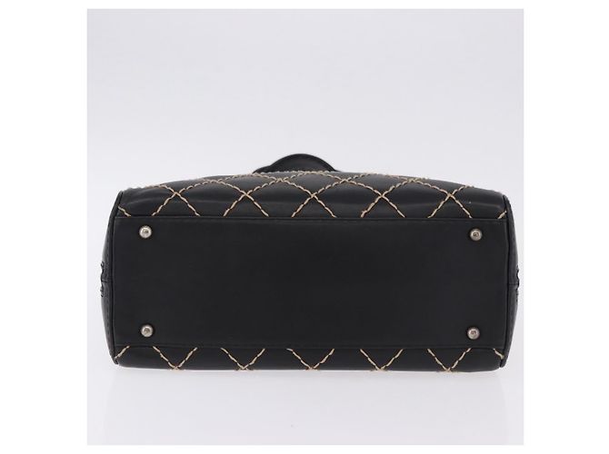CHANEL Wild Stitch Hand Bag Leder Schwarz CC - Ansicht 9