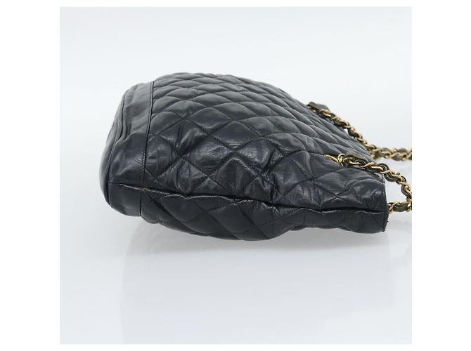 CHANEL Matelasse Chain Shoulder Bag Lamb Skin Black Gold CC - vista 5