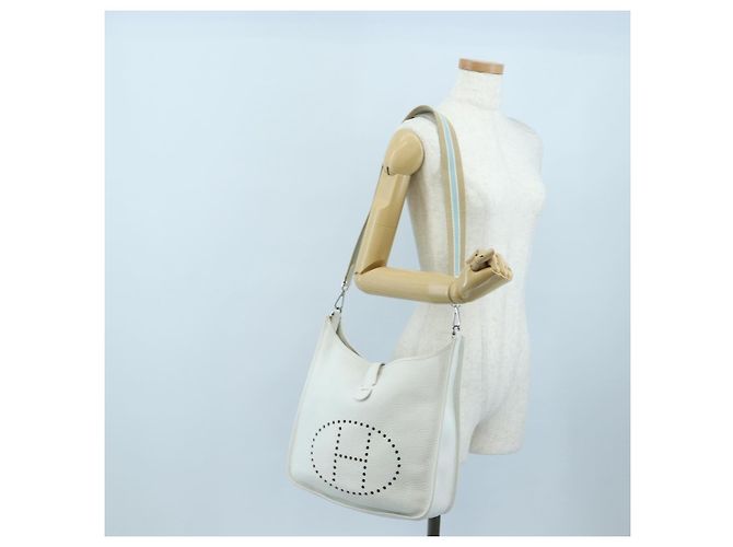 Hermès HERMES Evelyn 1GM Shoulder Bag Leather White Silver - vista 23
