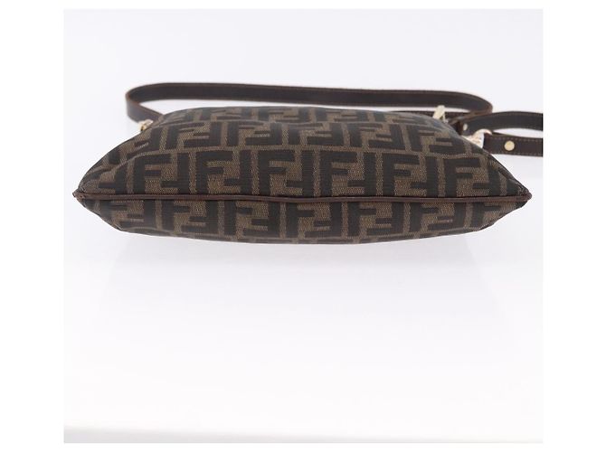 FENDI Zucca Canvas Shoulder Bag Brown Black - vista 10