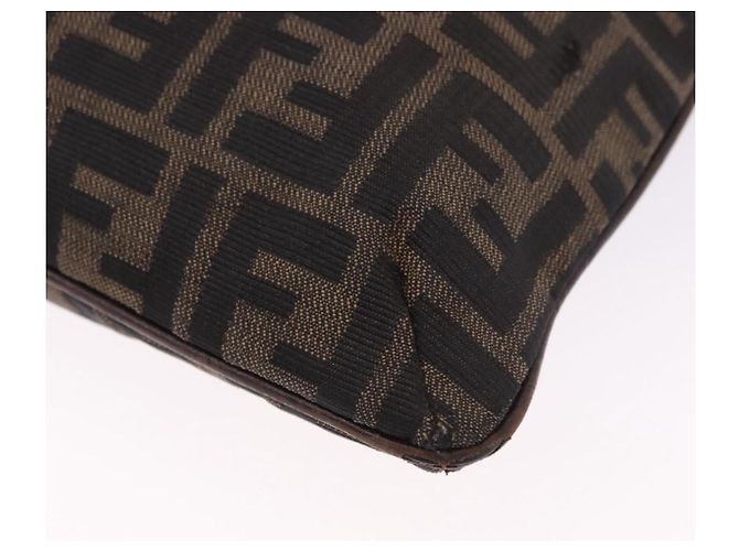 FENDI Zucca Canvas Shoulder Bag Brown Black - vista 12