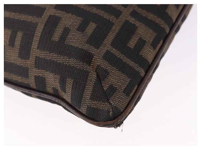 FENDI Zucca Canvas Shoulder Bag Brown Black - vista 13