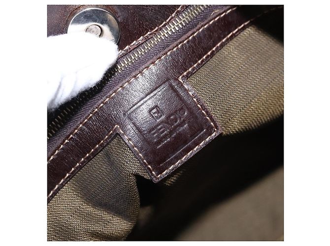 FENDI Zucca Canvas Shoulder Bag Brown Black - vista 15