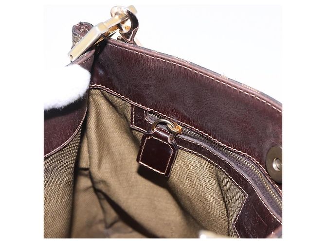 FENDI Zucca Canvas Shoulder Bag Brown Black - vista 19