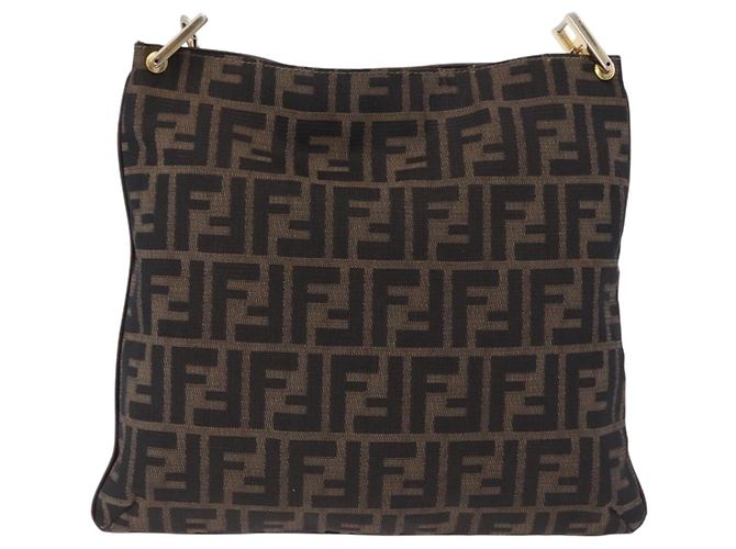 FENDI Zucca Canvas Shoulder Bag Brown Black - vista 2