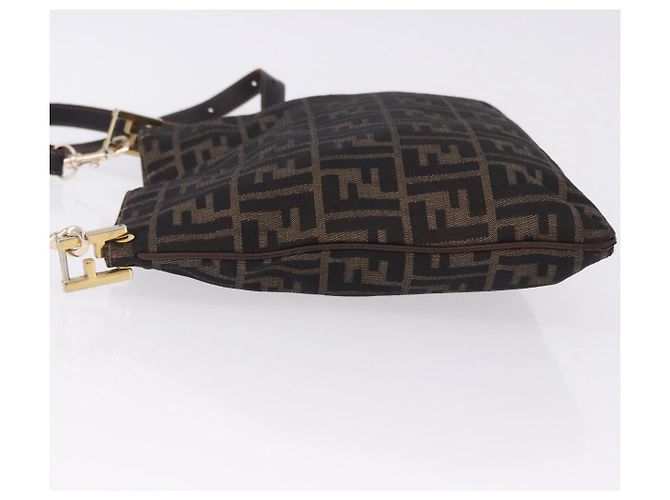FENDI Zucca Canvas Shoulder Bag Brown Black - vista 5