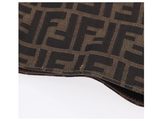 FENDI Zucca Canvas Shoulder Bag Brown Black - vista 7