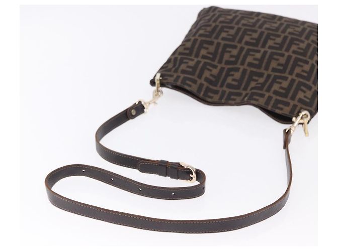 FENDI Zucca Canvas Shoulder Bag Brown Black - vista 8