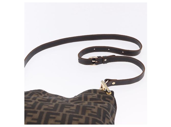 FENDI Zucca Canvas Shoulder Bag Brown Black - vista 9