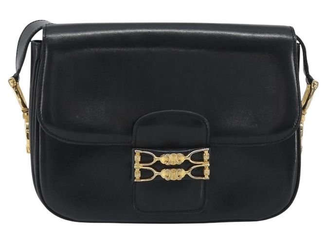 Céline CELINE Bolsa de ombro em couro preto e dourado - vista 2