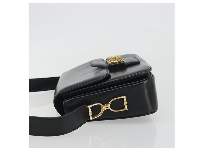 Céline CELINE Bolsa de ombro em couro preto e dourado - vista 5