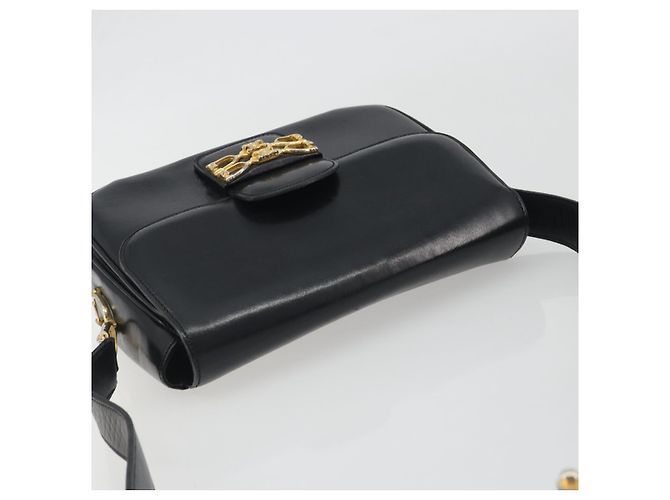 Céline CELINE Bolsa de ombro em couro preto e dourado - vista 6