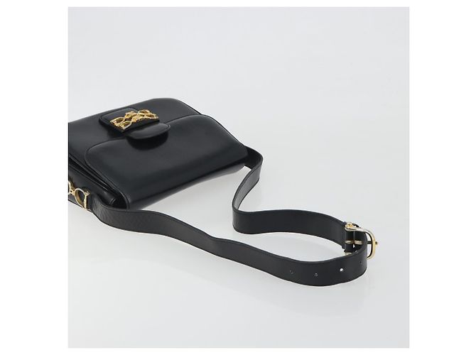 Céline CELINE Bolsa de ombro em couro preto e dourado - vista 7
