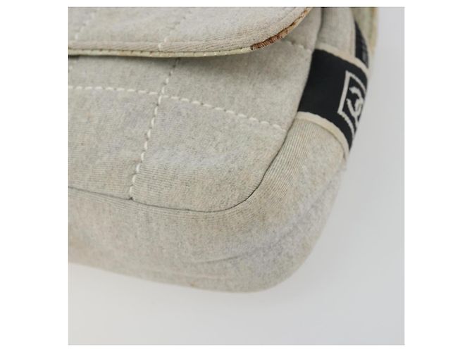 CHANEL Sports Line Choco Bar Chain Bag Coton Gris Argent CC - vue 10