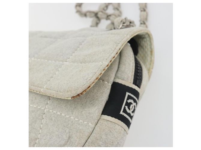 CHANEL Sports Line Choco Bar Chain Bag Coton Gris Argent CC - vue 14