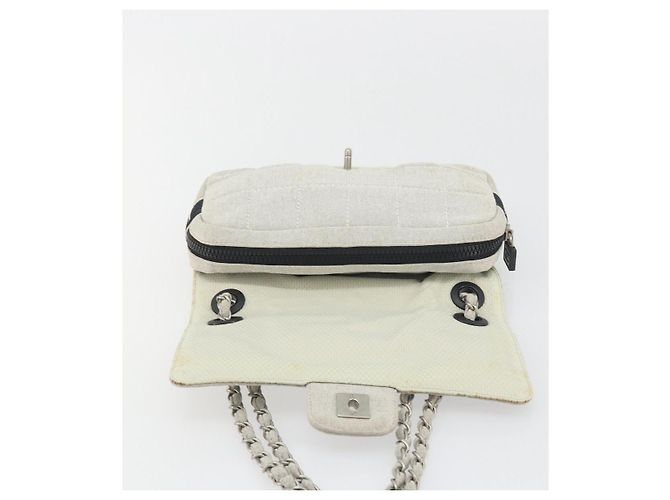 CHANEL Sports Line Choco Bar Chain Bag Coton Gris Argent CC - vue 16