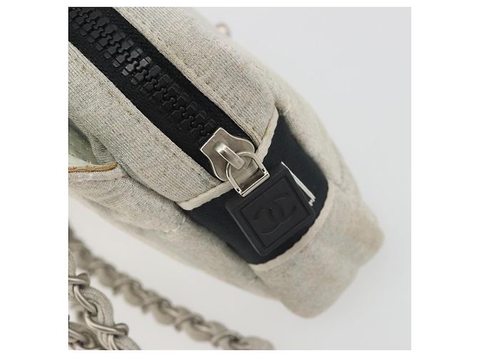 CHANEL Sports Line Choco Bar Chain Bag Coton Gris Argent CC - vue 17