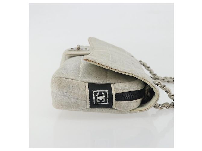 CHANEL Sports Line Choco Bar Chain Bag Coton Gris Argent CC - vue 4
