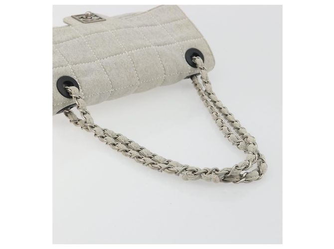 CHANEL Sports Line Choco Bar Chain Bag Coton Gris Argent CC - vue 7