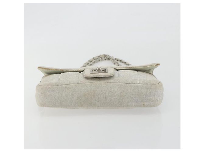 CHANEL Sports Line Choco Bar Chain Bag Coton Gris Argent CC - vue 9