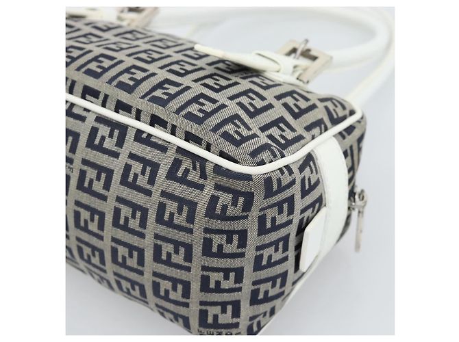 FENDI Zucchino Canvas Hand Bag Navy Silver - vista 16