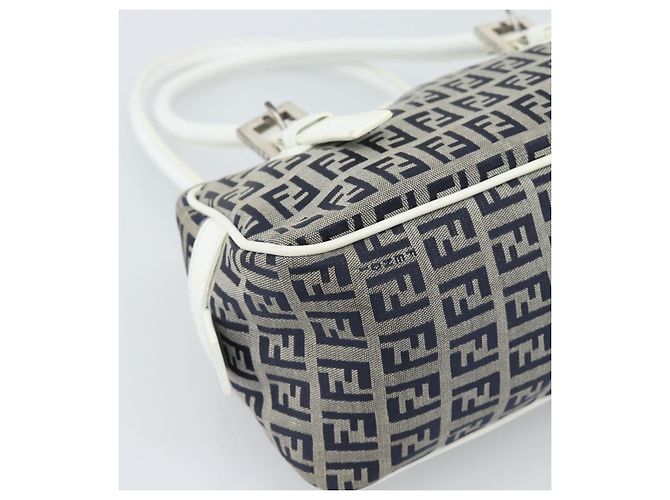 FENDI Zucchino Canvas Hand Bag Navy Silver - vista 17